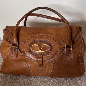 Valentino Round V logo leather tote